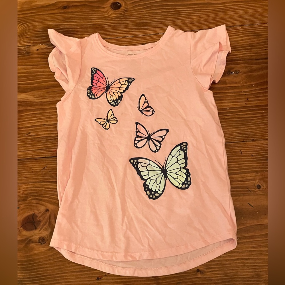 Girls pink butterfly tee